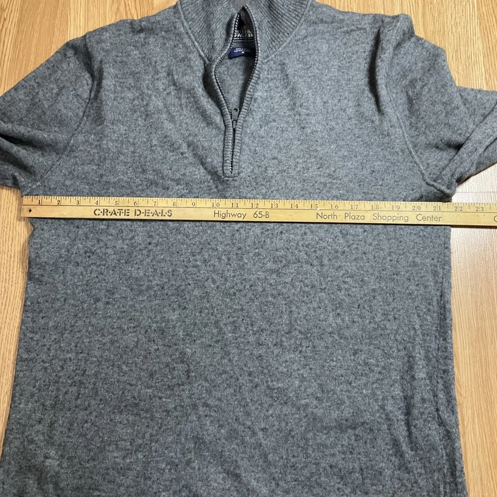 The North Face Sweater Mens Size Large Gray Quarter Zip Cotton Wool Nylon